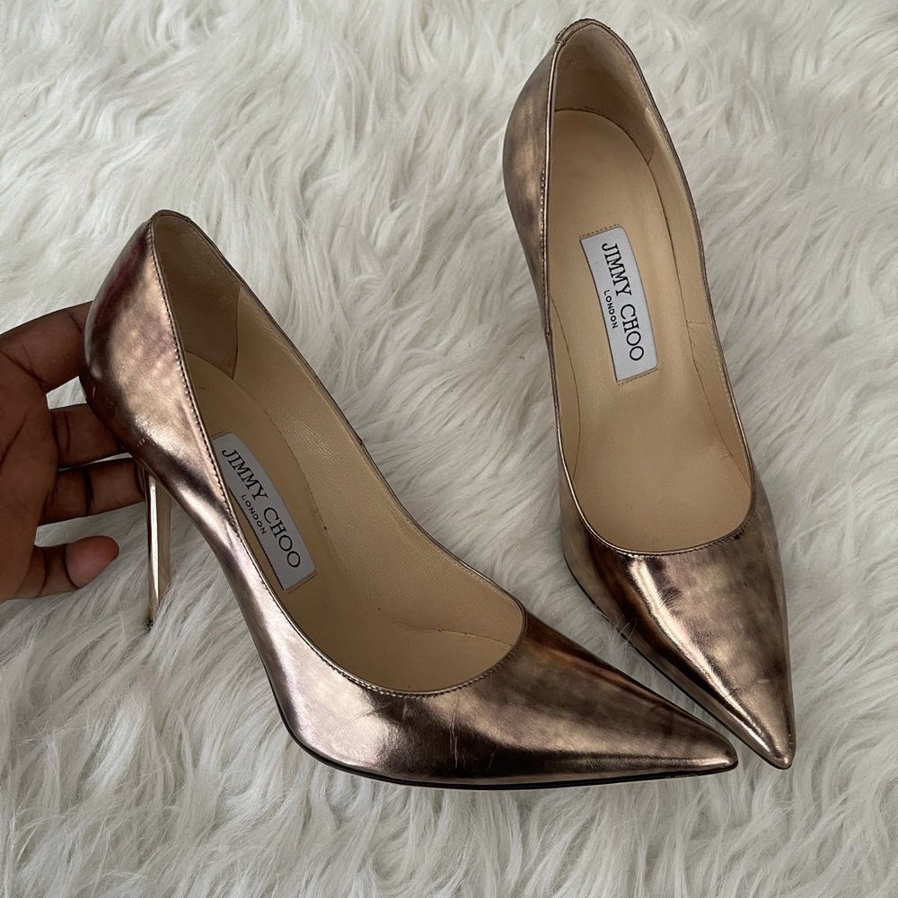 Jimmy Choo Abel bronzy gold pumps